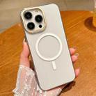 For iPhone 15 Pro Golden Shield HD Transparent MagSafe PC Phone Case(White) - 1