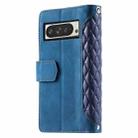 For Google Pixel 9 Pro XL Grid Texture Zipper Leather Phone Case with Lanyard(Blue) - 3