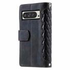 For Google Pixel 9 Pro XL Grid Texture Zipper Leather Phone Case with Lanyard(Black) - 3