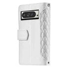 For Google Pixel 9 Pro XL Grid Texture Zipper Leather Phone Case with Lanyard(White) - 3