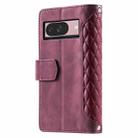 For Google Pixel 9 / 9 Pro Grid Texture Zipper Leather Phone Case with Lanyard(Wine Red) - 3