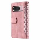 For Google Pixel 9 / 9 Pro Grid Texture Zipper Leather Phone Case with Lanyard(Rose Gold) - 3