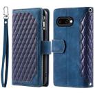 For Google Pixel 9a Grid Texture Zipper Leather Phone Case with Lanyard(Blue) - 2