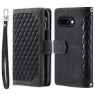 For Google Pixel 9a Grid Texture Zipper Leather Phone Case with Lanyard(Black) - 2