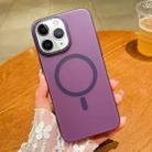 For iPhone 11 Pro Golden Shield Frosted Semi-transparent MagSafe PC Phone Case(Purple) - 1