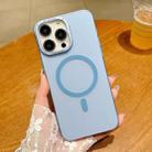 For iPhone 13 Pro Max Golden Shield Frosted Semi-transparent MagSafe PC Phone Case(Blue) - 1