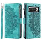 For Google Pixel 9 Pro XL Multi-Card Totem Zipper Leather Phone Case(Green) - 3