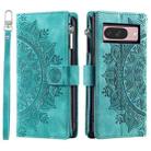 For Google Pixel 9 / 9 Pro Multi-Card Totem Zipper Leather Phone Case(Green) - 3