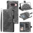 For Google Pixel 9 / 9 Pro Multi-Card Totem Zipper Leather Phone Case(Grey) - 1