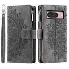 For Google Pixel 9 / 9 Pro Multi-Card Totem Zipper Leather Phone Case(Grey) - 3