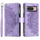 For Google Pixel 9 / 9 Pro Multi-Card Totem Zipper Leather Phone Case(Purple) - 3