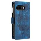 For Google Pixel 9a Multi-Card Totem Zipper Leather Phone Case(Blue) - 3