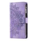 For Google Pixel 9a Multi-Card Totem Zipper Leather Phone Case(Purple) - 2