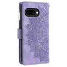 For Google Pixel 9a Multi-Card Totem Zipper Leather Phone Case(Purple) - 3