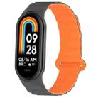 For Xiaomi Smart Band 9 / 8 Two Color Magnetic Silicone Watch Band(Grey Orange) - 1