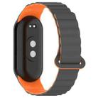 For Xiaomi Smart Band 9 / 8 Two Color Magnetic Silicone Watch Band(Grey Orange) - 2