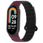 For Xiaomi Smart Band 9 / 8 Two Color Magnetic Silicone Watch Band(Wine Red Black) - 1