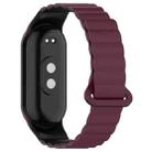 For Xiaomi Smart Band 9 / 8 Two Color Magnetic Silicone Watch Band(Wine Red Black) - 2