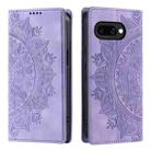 For Google Pixel 9a Totem Embossed Magnetic Leather Phone Case(Purple) - 1