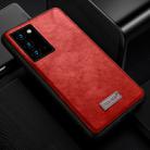 For Samsung Galaxy Note20 Ultra SULADA Shockproof TPU + Handmade Leather Protective Case(Red) - 1
