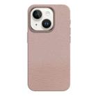 For iPhone 15 Skin Feel Leather Texture MagSafe Magnetic Phone Case(Pink) - 1