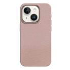 For iPhone 14 Skin Feel Leather Texture MagSafe Magnetic Phone Case(Pink) - 1