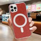 For iPhone 15 Pro Max Acrylic Transparent Glitter MagSafe Phone Case(Red) - 1