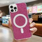 For iPhone 15 Pro Acrylic Transparent Glitter MagSafe Phone Case(Rose Red) - 1