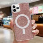 For iPhone 11 Pro Max Acrylic Transparent Glitter MagSafe Phone Case(Pink) - 1