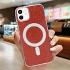 For iPhone 11 Acrylic Transparent Glitter MagSafe Phone Case(Red) - 1