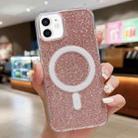 For iPhone 11 Acrylic Transparent Glitter MagSafe Phone Case(Pink) - 1