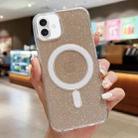 For iPhone 16 Plus Acrylic Transparent Glitter MagSafe Phone Case(Gold) - 1