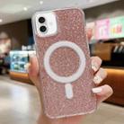 For iPhone 16 Plus Acrylic Transparent Glitter MagSafe Phone Case(Pink) - 1