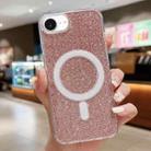 For iPhone 16e Acrylic Transparent Glitter MagSafe Phone Case(Pink) - 1