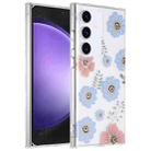 For Samsung Galaxy S23 FE 5G Dual-side Laminating IMD PC Hybrid TPU Phone Case(Blue Flower) - 1