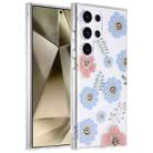 For Samsung Galaxy S24 Ultra 5G Dual-side Laminating IMD PC Hybrid TPU Phone Case(Blue Flower) - 1