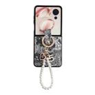 For Honor Magic V Flip Embroidery Style Full Coverage Phone Case with Ring Bead Chain(Black) - 1