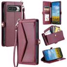 For Google Pixel 9 Pro XL Wallet Multi-card Slot Leather Phone Case with Lanyard(Wine Red) - 1