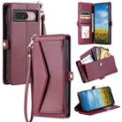 For Google Pixel 9 / 9 Pro Wallet Multi-card Slot Leather Phone Case with Lanyard(Wine Red) - 1