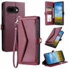 For Google Pixel 9a Wallet Multi-card Slot Leather Phone Case with Lanyard(Wine Red) - 1