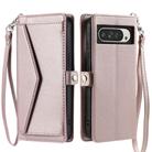 For Google Pixel 10 Pro XL Wallet Multi-card Slot Leather Phone Case with Lanyard(Rose Gold) - 2