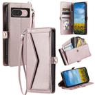 For Google Pixel 10 / 10 Pro Wallet Multi-card Slot Leather Phone Case with Lanyard(Rose Gold) - 1