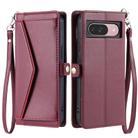 For Google Pixel 10 / 10 Pro Wallet Multi-card Slot Leather Phone Case with Lanyard(Wine Red) - 2