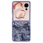 For Honor Magic V Flip Embroidery Style Full Coverage Phone Case(Blue) - 1