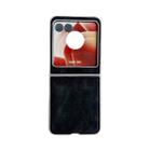 For Motorola Razr 50 Metallic Paint Skin Feel Leather Phone Case(Black) - 1