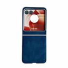 For Motorola Razr 50 Metallic Paint Skin Feel Leather Phone Case(Blue) - 1