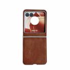 For Motorola Razr 50 Metallic Paint Skin Feel Leather Phone Case(Brown) - 1