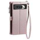 For Google Pixel 9 Pro XL Leather Stitching Multi-card Slot Zipper Phone Case(Rose Gold) - 3