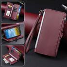 For Google Pixel 9 Pro XL Leather Stitching Multi-card Slot Zipper Phone Case(Wine Red) - 2