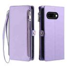 For Google Pixel 9a Leather Stitching Multi-card Slot Zipper Phone Case(Purple) - 1